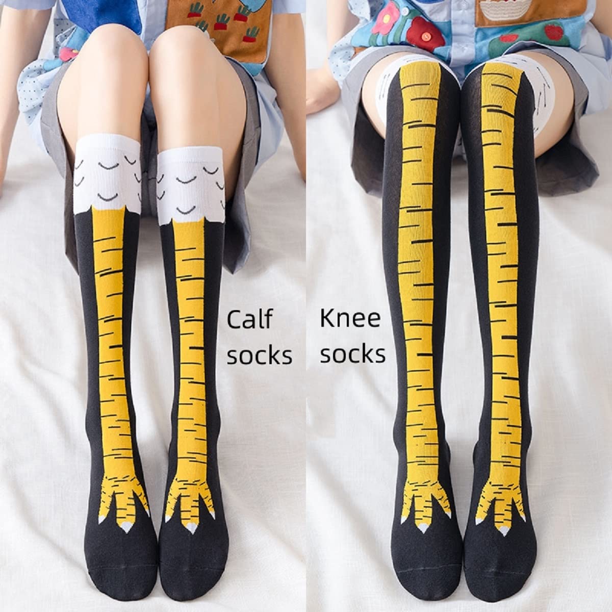 Funny Chicken Leg Socks - 1/2/5 أزواج من الجوارب النسائية الطويلة