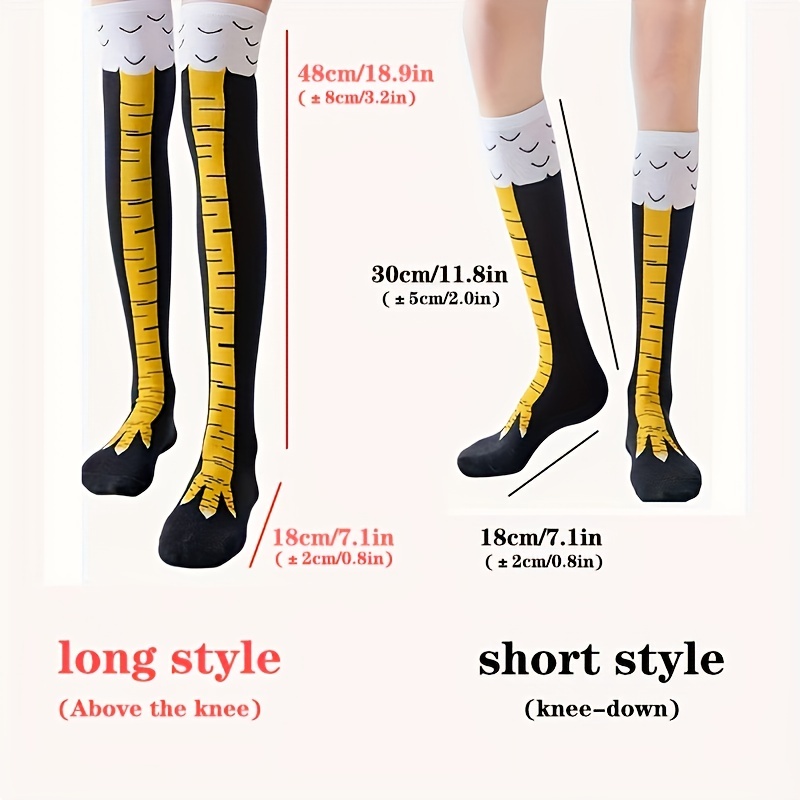 1/2 Pairs النساء جوارب طويلة إ - مراجعة Funny Chicken Leg Socks وسعره