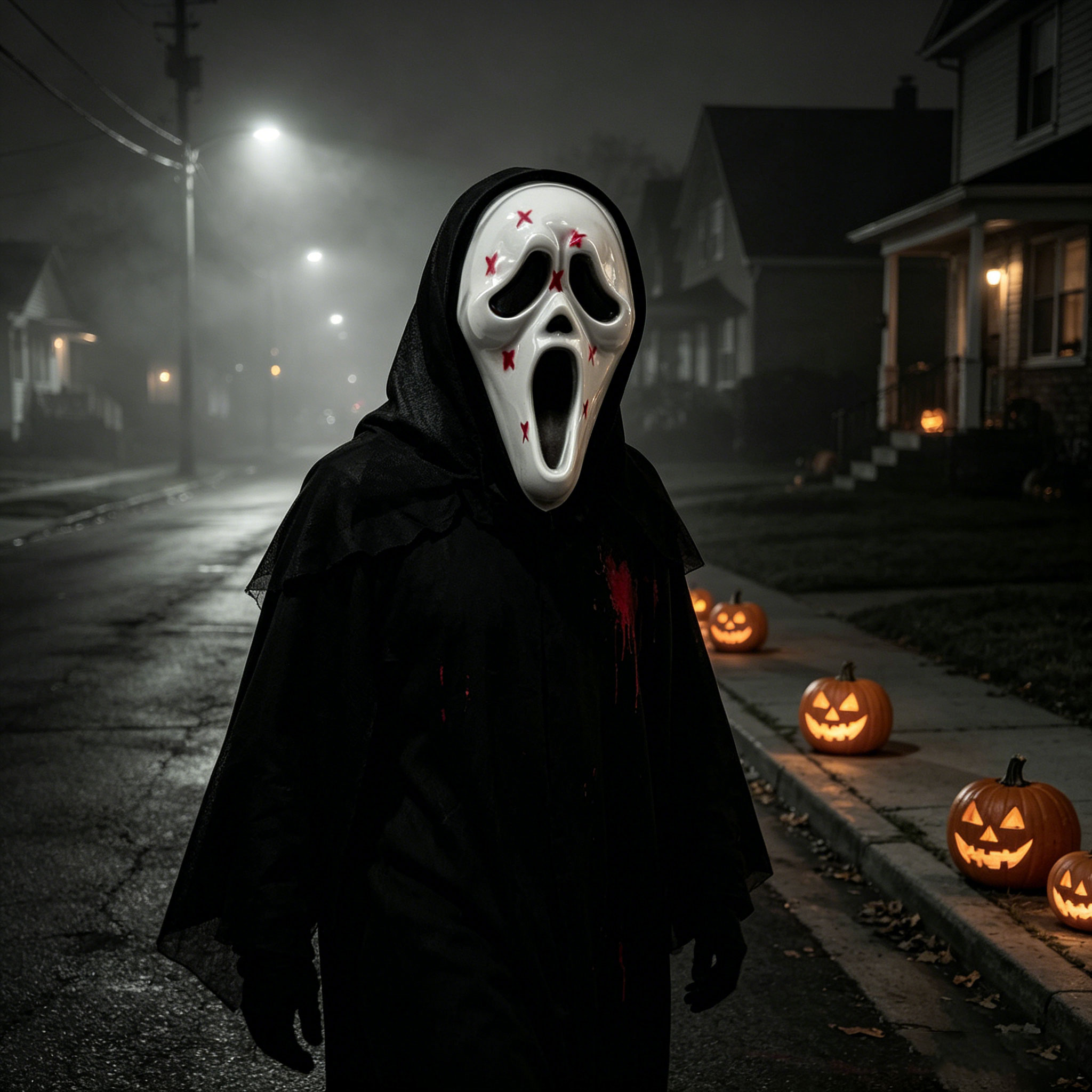 قناع رعب شبحي بغطاء شبكي أسود  - مراجعة Led Purge Mask Halloween وسعره