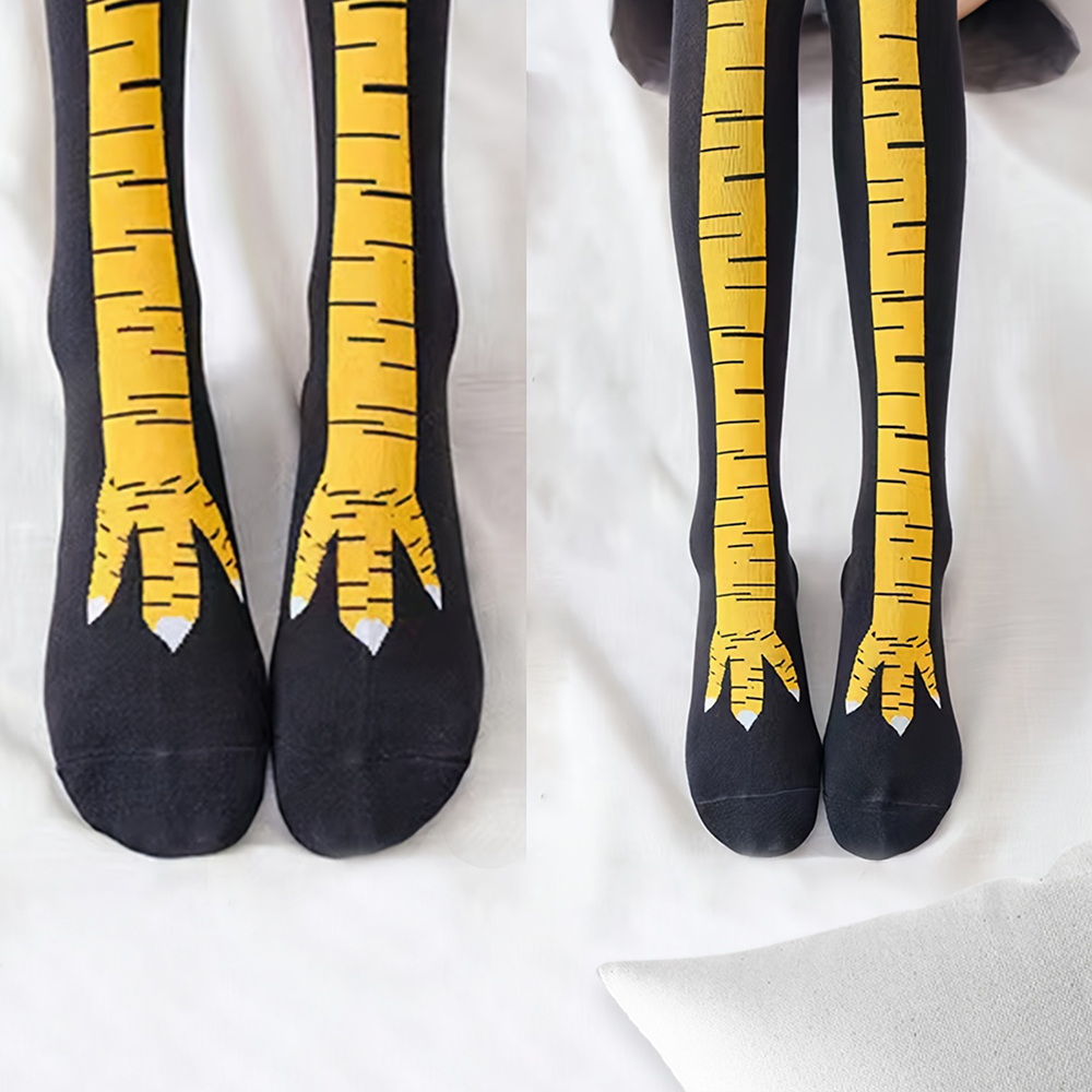 زوج واحد من جوارب نسائية طويلة - مراجعة Funny Chicken Leg Socks وسعره
