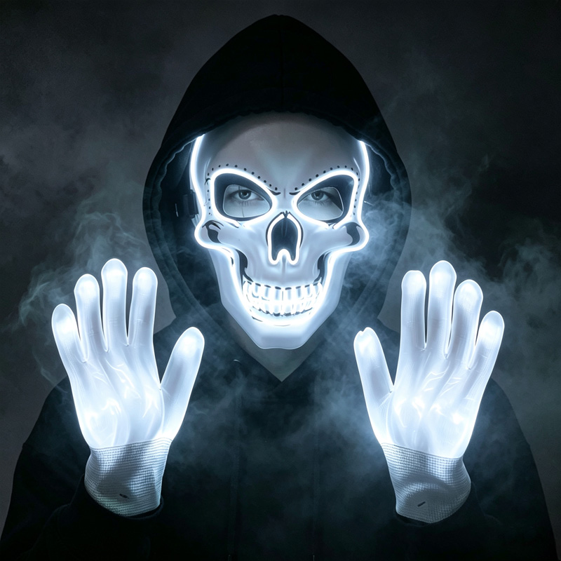 قناع جمجمة LED مع قفازات مضيئة - مراجعة Led Purge Mask Halloween وسعره